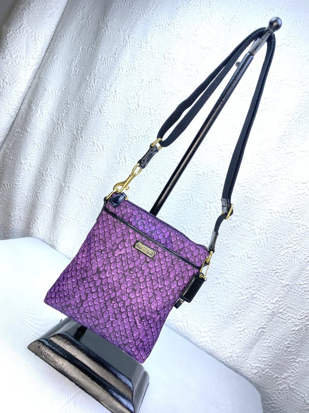 Coach Taylor Snake Print Nylon Swingpack F50065 Crossbody 💜 Drakara